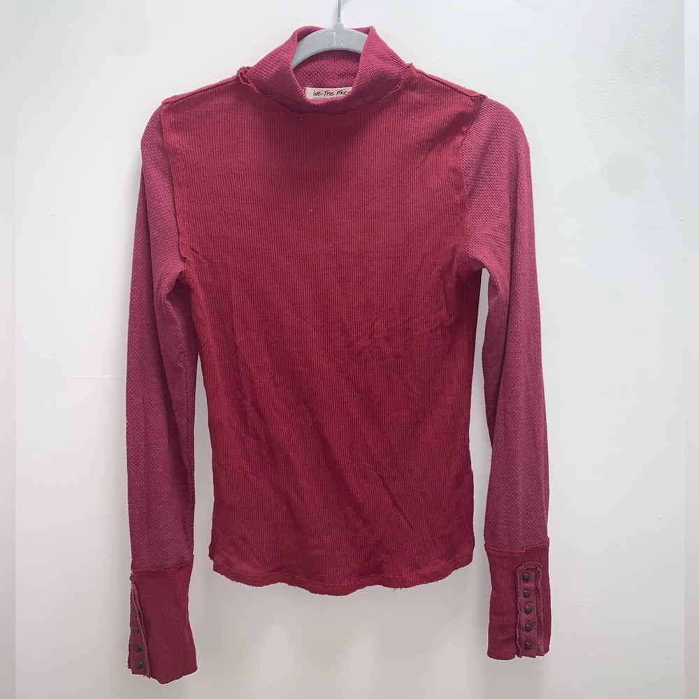 Free People Knit Ribbed Long Sleeve Mock Neck Top Size Medium